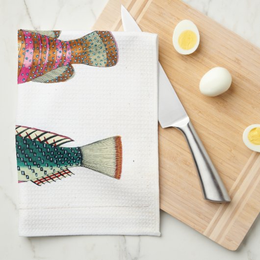 Seepferd und Fisch Geschirrtuch (Viertel Falte)