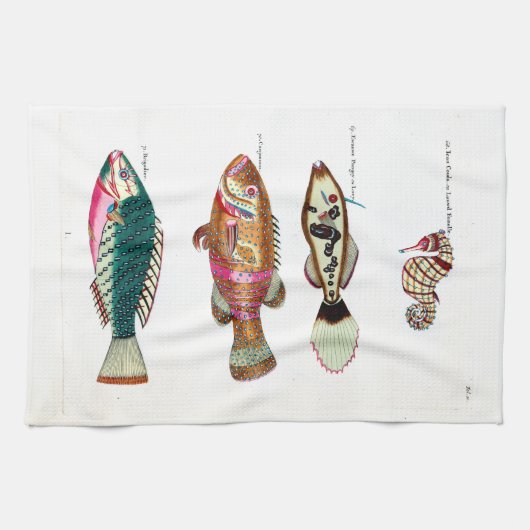 Seepferd und Fisch Geschirrtuch (Horizontal)