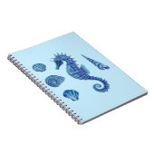 Seepferd und Muscheln (blau und türkis) Notizblock (Rechte Seite)