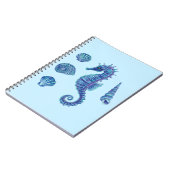 Seepferd und Muscheln (blau und türkis) Notizblock (Linke Seite)