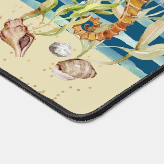 Seepferd und Muscheln der aquatischen Szene, bearb Schreibtischunterlage (Ecke)