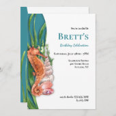 Seepferd und Muscheln Einladung (Vorne/Hinten)