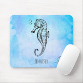 Seepferd und Seashell auf blaue Wasserfarbe - kund Mousepad (Mit Mouse)