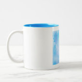 Seepferd und Seashell auf blauer Wasserfarbe Zweifarbige Tasse (Links)