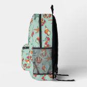 Seepferd und Seashell Muster Aquamarin Bedruckter Rucksack (Rechts)