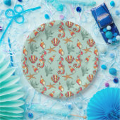 Seepferd und Seashell Muster Aquamarin Pappteller (Party)