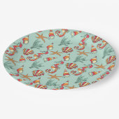 Seepferd und Seashell Muster Aquamarin Pappteller (Schrägansicht)