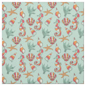 Seepferd und Seashell Muster Aquamarin Stoff (Muster)