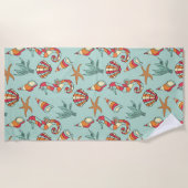 Seepferd und Seashell Muster Aquamarin Strandtuch (Vorderseite)