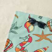 Seepferd und Seashell Muster Aquamarin Strandtuch (Beispiel)