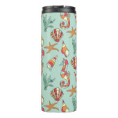 Seepferd und Seashell Muster Aquamarin Thermosbecher (Rückseite)