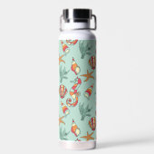 Seepferd und Seashell Muster Aquamarin Trinkflasche (Rückseite)