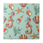 Seepferd-und Seashell-Muster Fliese (Vorderseite)