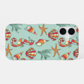 Seepferd- und Seashell-Muster iPhone 16 Hülle (Rückseite (Horizontal))