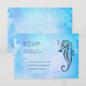 Seepferd und Seashell Nautical Wedding RSVP Karte (Vorne/Hinten)