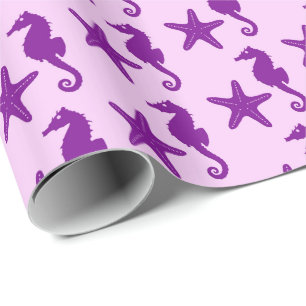 Seepferd und Seestern - Amethyst und Orchideen Geschenkpapier