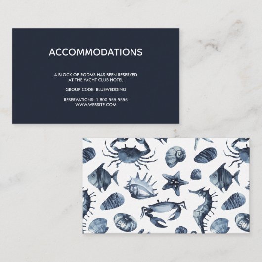 Seepferd und Seestern | Hochzeitshotel Unterkunft Begleitkarte (Vorne/Hinten)