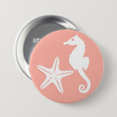 Seepferd und Seestern - Light Coral Pink Button (Vorne & Hinten)