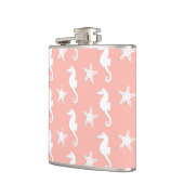 Seepferd und Seestern - Light Coral Pink Flachmann (Links)