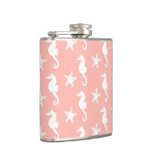 Seepferd und Seestern - Light Coral Pink Flachmann (Rechts)