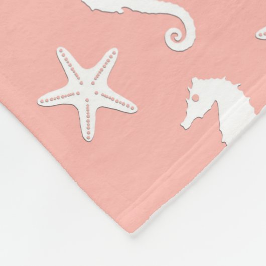 Seepferd und Seestern - Light Coral Pink Fleecedecke (Ecke)