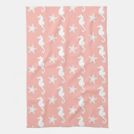 Seepferd und Seestern - Light Coral Pink Handtuch