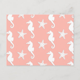 Seepferd und Seestern - Light Coral Pink Postkarte