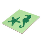 Seepferd und Seestern - Limon und smaragdgrün Fliese (Seite)