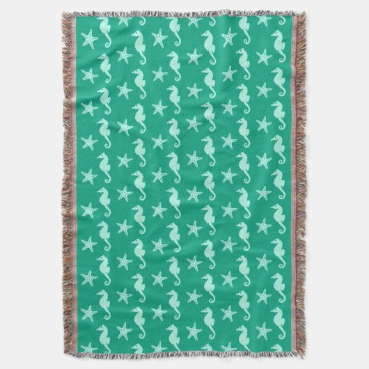 Seepferd und Seesterne - aquamarin und Meeresfrüch Decke (Vorderseite Vertikal)