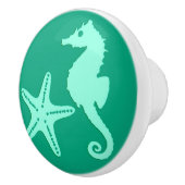 Seepferd und Seesterne - aquamarin und Meeresfrüch Keramikknauf (Rechts)