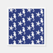 Seepferd und Seesterne - blau und weiß Serviette (Vorderseite)