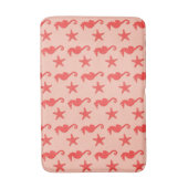 Seepferd und Seesterne - Korallenfarben Badematte (Vorderseite Vertikal)