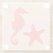 Seepferd und Seesterne - Korallenfarben Glasuntersetzer (Rückseite)