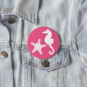 Seepferd und Seesterne - Korallenrosa und Weiß Button (Beispiel)