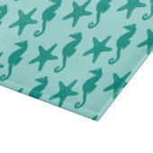 Seepferd und Seesterne - Türkis und Wasser Schneidebrett (Ecke)