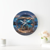 Seepferd und Starfish Beach Coastle Wall Clock Art Große Wanduhr (Zuhause)