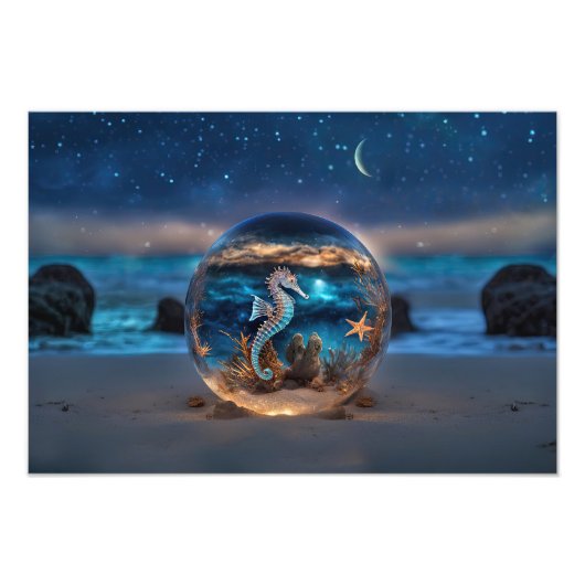 Seepferd und Starfish Beach Unterwasser Fotodruck (Vorne)