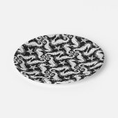 Seepferd und Starfish - Schwarzweiß-Muster Pappteller (Schrägansicht)