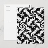 Seepferd und Starfish - Schwarzweiß-Muster Postkarte (Vorne/Hinten)
