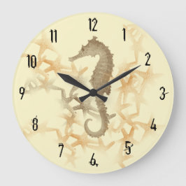 Seepferd und Starfish Wall Clock von Julie Everhar Große Wanduhr