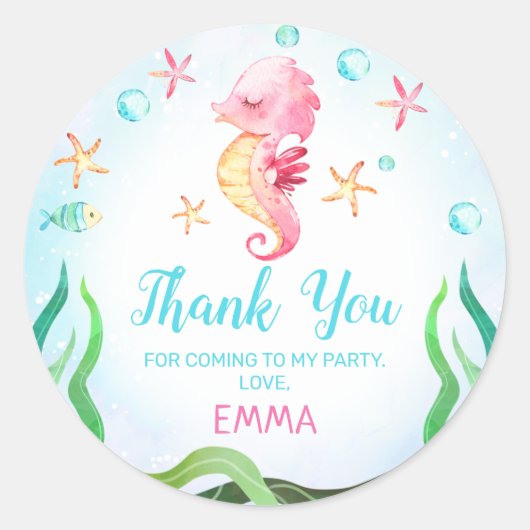 Seepferd unter dem Meeresschutzschild Runder Aufkleber (Vorderseite)