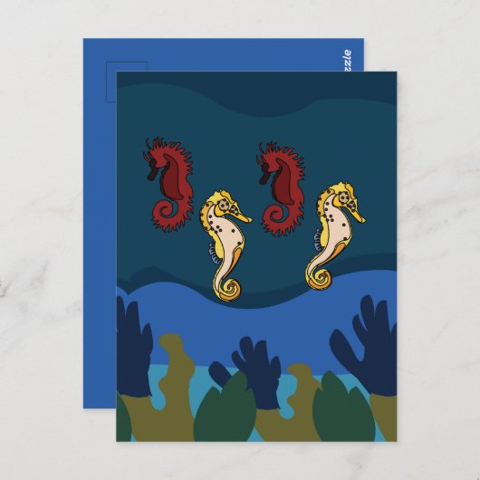 Seepferd unter dem Meeresstrand Postkarte (Vorne/Hinten)