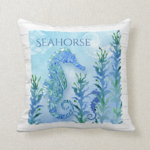 Seepferd Vintag Nautilus Muschel Kissen