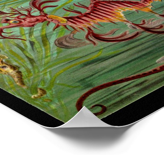 Seepferd Vintage Farbkunst Poster (Ecke)