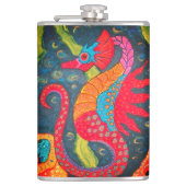 Seepferd Vinyl Wrapped Flask Flachmann (Vorderseite)