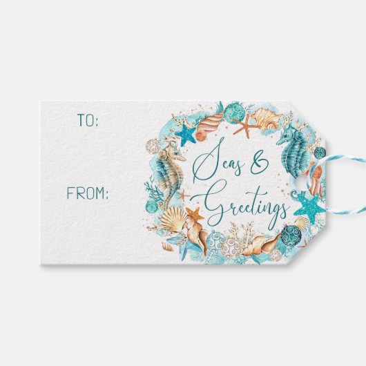 Seepferd VON KÜSTENSEEN UND -GREETINGS Geschenkanhänger (Vorderseite (Horizontal))