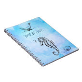 Seepferd, Wal und Seashell auf blauem Wasser Notizblock (Rechte Seite)