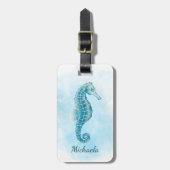 Seepferd Wasserfarbe Gepäckanhänger (Vorderseite vertikal)