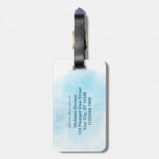 Seepferd Wasserfarbe Gepäckanhänger (Rückseite vertikal)