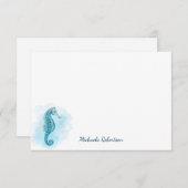 Seepferd Wasserfarbener Ozean Personalisiert Mitteilungskarte (Vorne/Hinten)